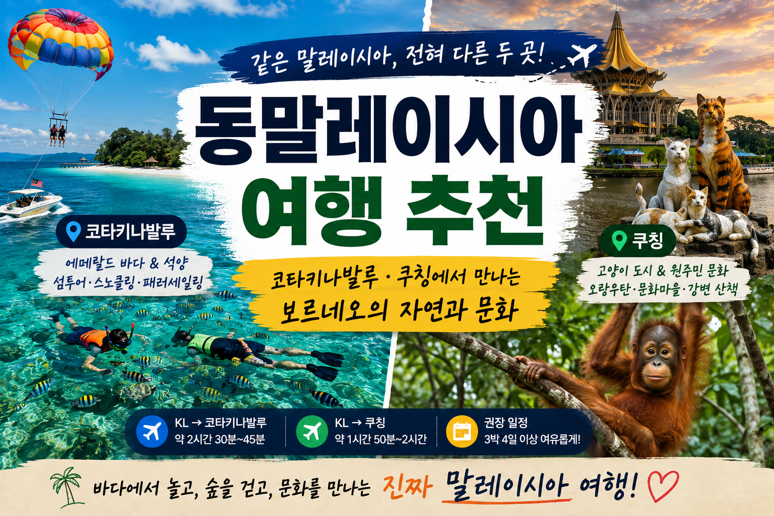 동말레이시아 여행 어디 갈까?｜코타키나발루·쿠칭에서 만나는 또 다른 말레이시아 썸네일